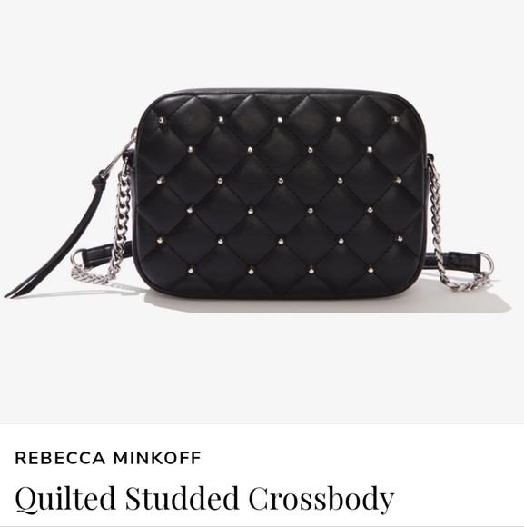 NWT Rebecca Minkoff Black Quilted Studded Crossbody Bag - Picture 1 of 5